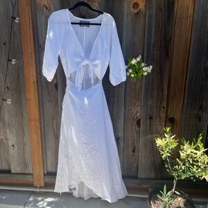 Reformation Crete Linen Wrap Dress